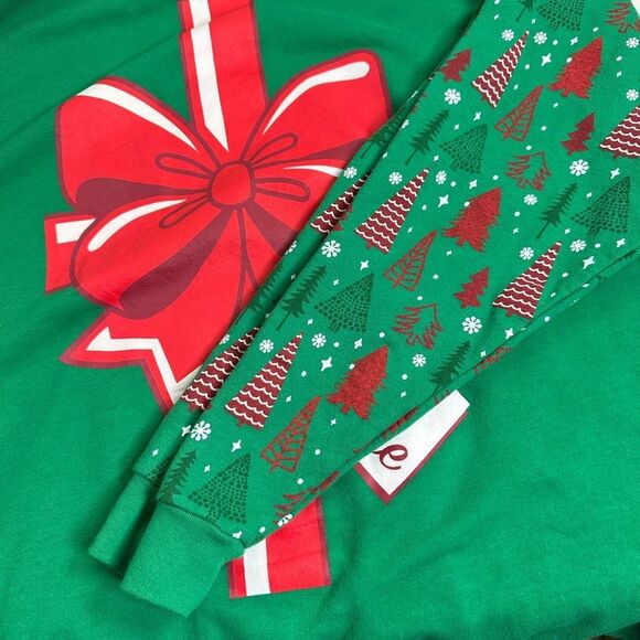 NWOT Holidays Women’s Green Christmas with Red Bow Print Sleeves Sweatshirt- XL - Picture 4 of 6
